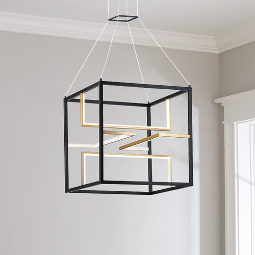 ET2 Lighting Chamber 23.75-Inch LED Pendant in Black & Gold by ET2 Lighting E21226-BKGLD