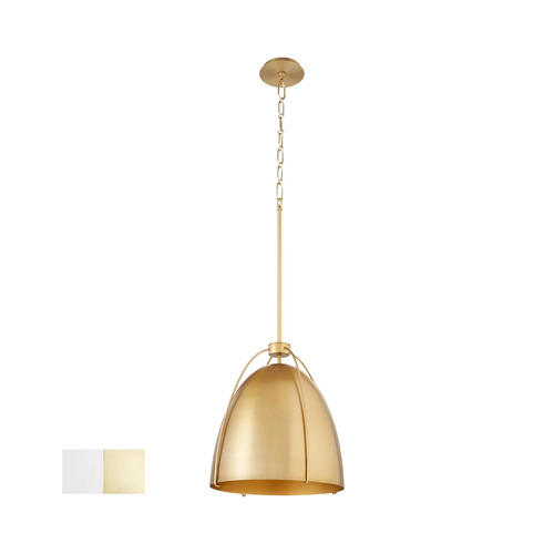 Jamie Studio White & Aged Brass Pendant with by Quorum Lighting