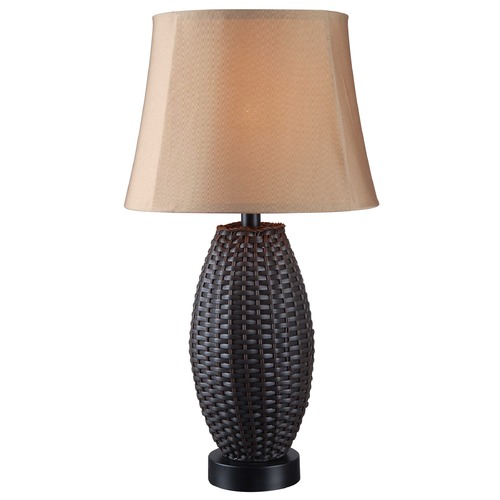 Kenroy Home Lighting Outdoor Table Lamp with Tapered Drum Shade 32203BRZ