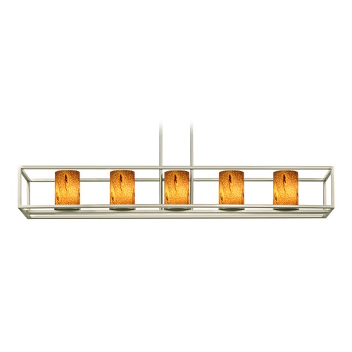 Design Classics Lighting Satin Nickel Linear Chandelier with Cylindrical Shade 1699-09 GL1001C