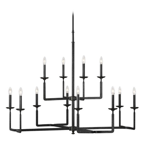 Generation Lighting Ansley Aged Iron Chandelier by Generation Lighting F3290/12AI