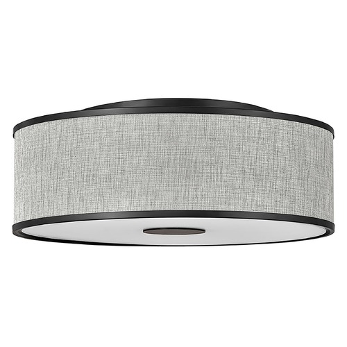 Hinkley Halo Large LED Flush Mount in Black & Heathered Gray Linen by Hinkley Lighting 42009BK