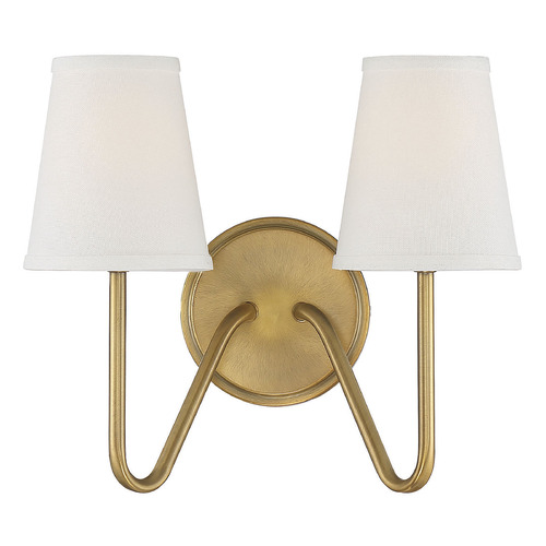 11.25-Inch Double Wall Sconce in Natural Brass by Meridian