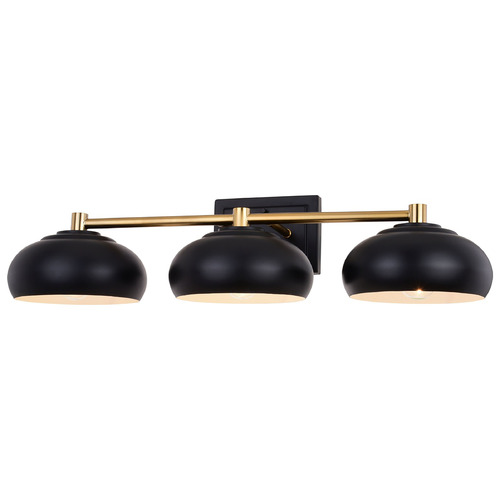 Vaxcel Lighting Belmont Matte Black & Satin Brass Bathroom Light