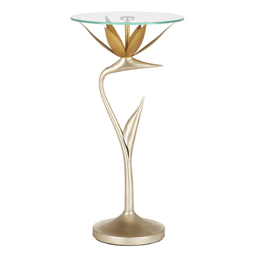 Currey and Company Paradiso Contemporary Silver Leaf & Gold Leaf Accent Table