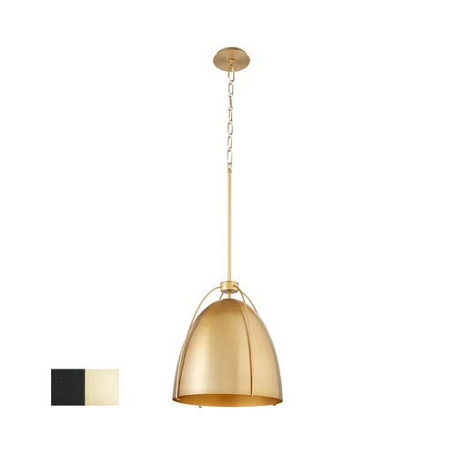 Jamie Matte Black & Aged Brass Pendant with by Quorum Lighting