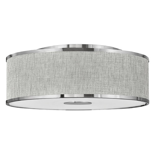 Hinkley Halo Large LED Flush Mount in Nickel & Heathered Gray Linen by Hinkley Lighting 42009BN