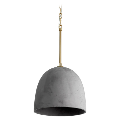 Oxygen Dune 12-Inch Concrete Pendant in Aged Brass by Oxygen Lighting 3-641-1540