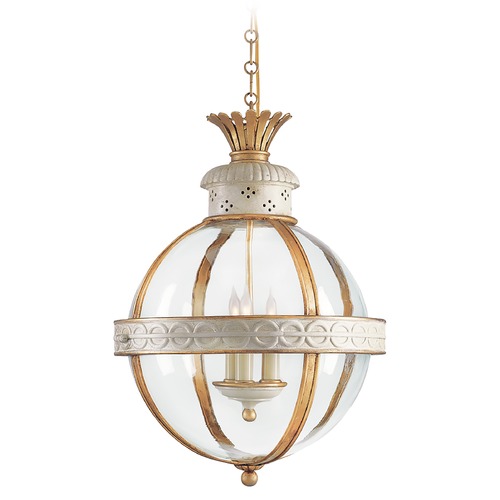 Visual Comfort Signature Collection E.F. Chapman Banded Globe Lantern in Antique White by Visual Comfort Signature CHC2111AWCG