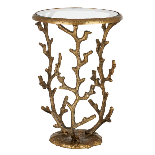 Currey and Company Lighting Currey and Company Coral Antique Brass Accent Table 4000-0141