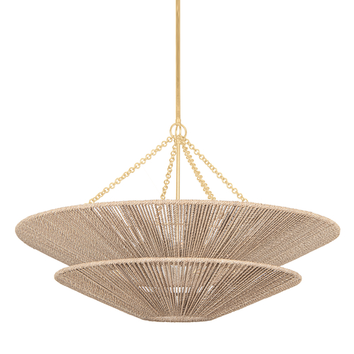 Tropea 40-Inch Rattan Chandelier in Gold Leaf by Corbett Lighting