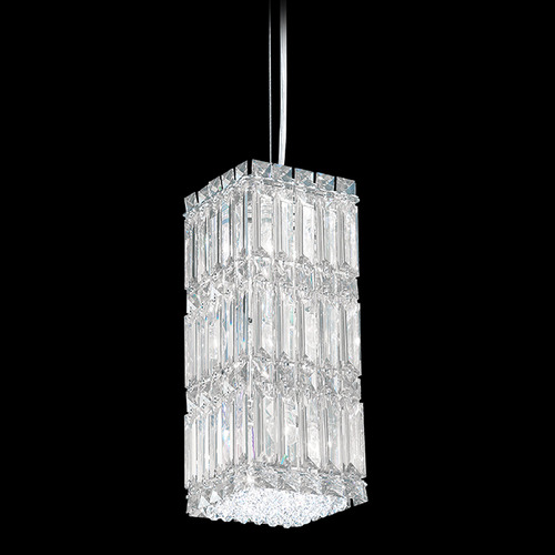 Schonbek Worldwide Lighting Quantum Polished Stainless Steel Mini-Pendant Light with Square Shade