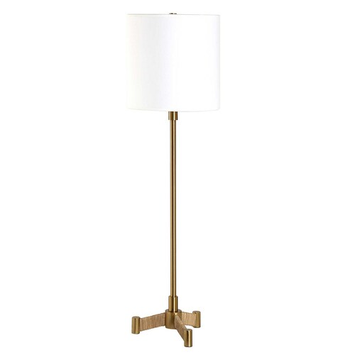 The Uttermost Company Lautoka Brass Console & Buffet Lamp with Cylindrical Shade