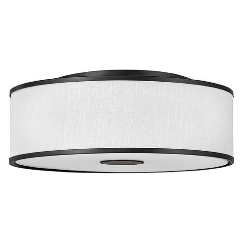 Hinkley Halo Large LED Flush Mount in Black & Off White Linen by Hinkley Lighting 42010BK