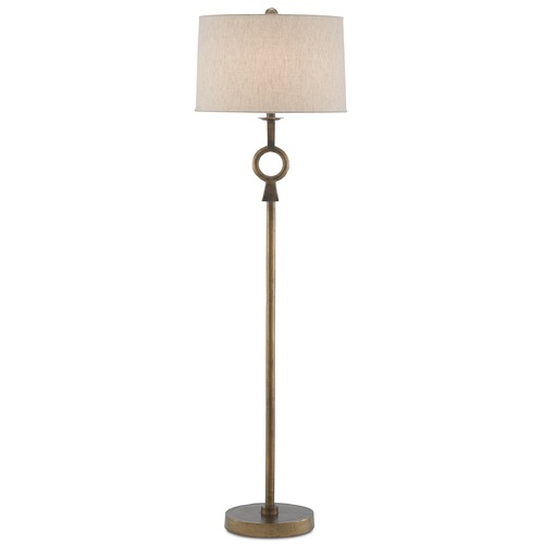 Currey and Company Lighting Germaine Floor Lamp in Antique Brass with Flax Shade by Currey & Co 8000-0077