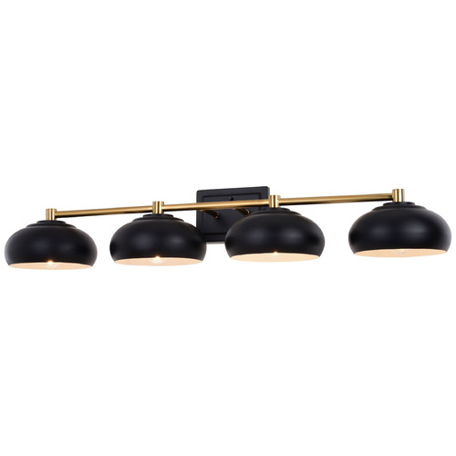 Vaxcel Lighting Belmont Matte Black & Satin Brass Bathroom Light