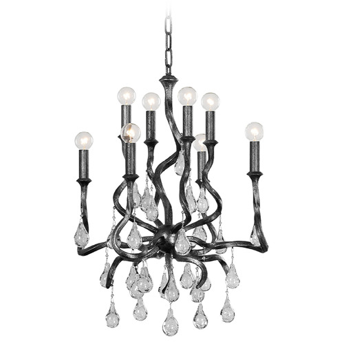 Corbett Lighting Aveline Black Silver Leaf Crystal Chandelier