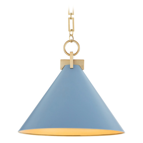 Quorum Lighting Jackson Blue & Aged Brass Pendant with by Quorum Lighting 68-16-1280