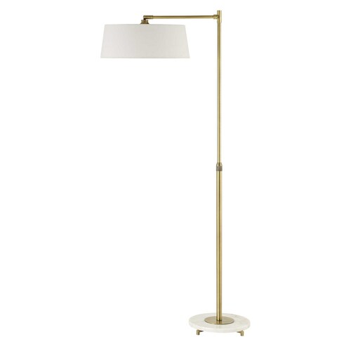 The Uttermost Company Branch Out Brushed Brass & White Floor Lamp with Empire Shade