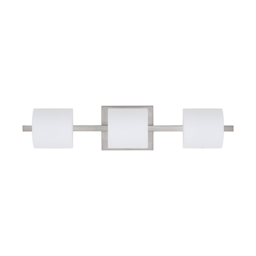Modern Bathroom Light White Glass Satin Nickel by Besa Lighting