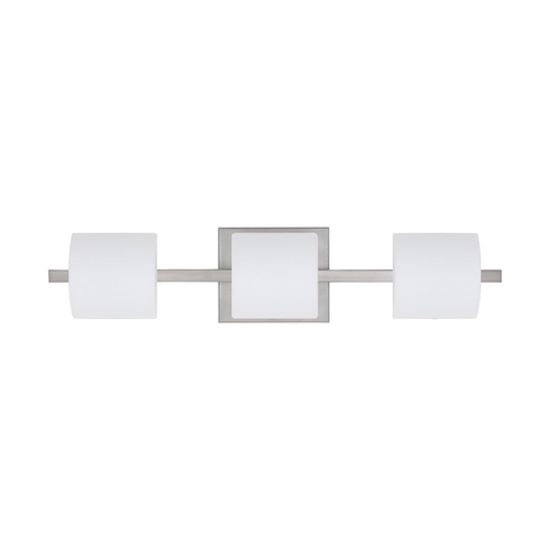 Besa Lighting Modern Bathroom Light White Glass Satin Nickel by Besa Lighting 3WS-787307-SN