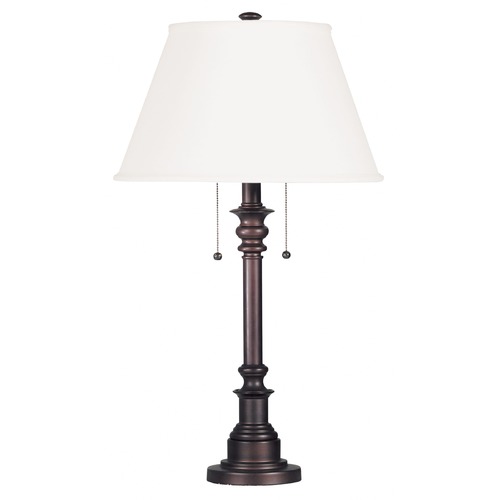 Kenroy Home Lighting Table Lamp with White Shade in Bronze Finish 30437BRZ
