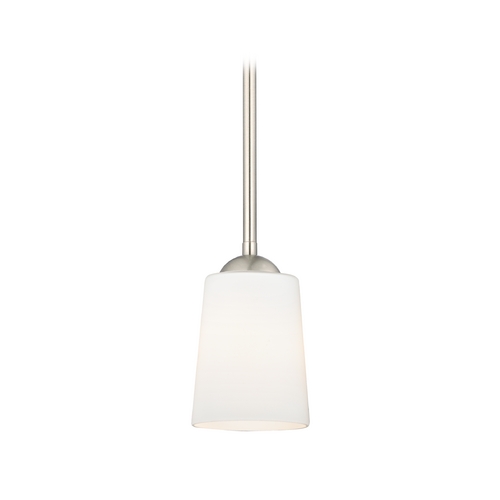 Satin Nickel Mini-Pendant Light with Satin White Glass