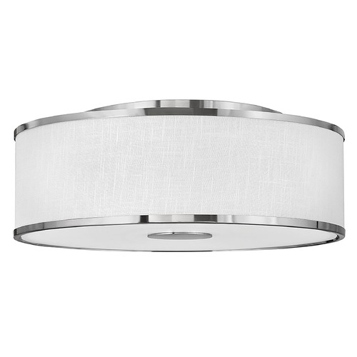 Hinkley Halo Large LED Flush Mount in Nickel & Off White Linen by Hinkley Lighting 42010BN