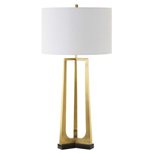 The Uttermost Company Crossroads Antique Brass Table Lamp with Drum Shade