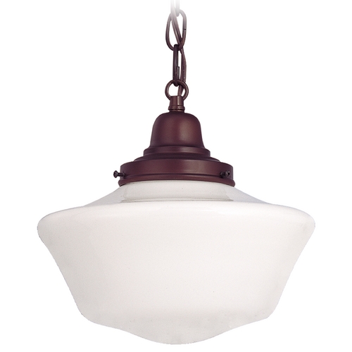 Design Classics Lighting 10-Inch Schoolhouse Mini-Pendant Light with Chain in Bronze Finish FB4-220 / GA10 / B-220