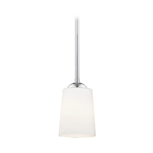 Polished Chrome Mini-Pendant Light with Satin White Glass
