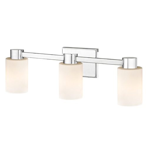 Design Classics Lighting 3-Light White Glass Bathroom Vanity Light Chrome 2103-26 GL1028C