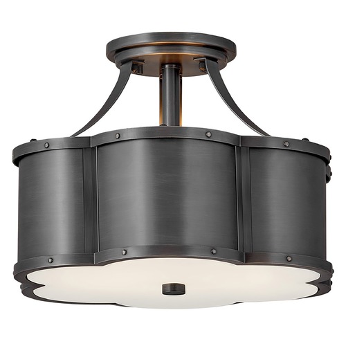 Chance Small Semi-Flush Mount in Blackened Brass by Hinkley Lighting