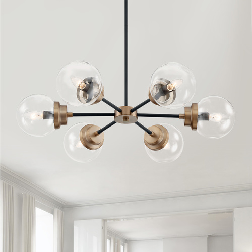 Satco Lighting Axis Matte Black & Brass Accents Chandelier by Satco Lighting 60/7126