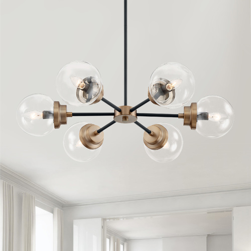 Axis Matte Black & Brass Accents Chandelier by Satco Lighting