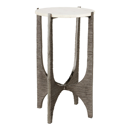 Currey and Company Micha Antique Nickel & White Accent Table