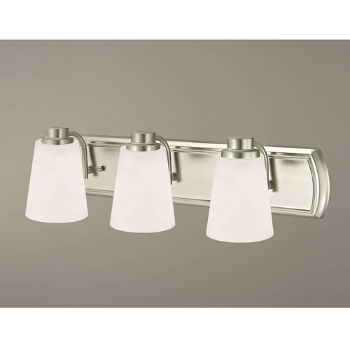 Design Classics Lighting 3-Light Bath Wall Light in Satin Nickel 1203-09 GL1055