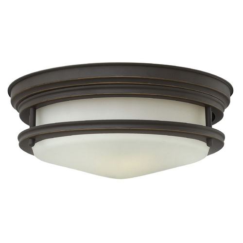 Hinkley Flushmount Light with White Glass in Oil Rubbed Bronze Finish 3302OZ