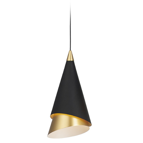 Mermaid 9.25-Inch LED Pendant in Black & Metallic Gold by ET2 Lighting