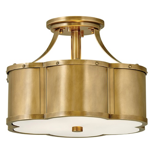 Hinkley Chance Small Semi-Flush Mount in Heritage Brass by Hinkley Lighting 4443HB