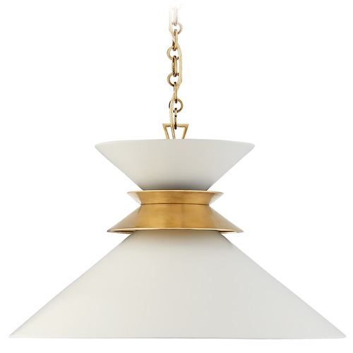 Visual Comfort Signature Collection E.F. Chapman Alborg Large Pendant in Brass & White by Visual Comfort Signature CHC5245ABWHT