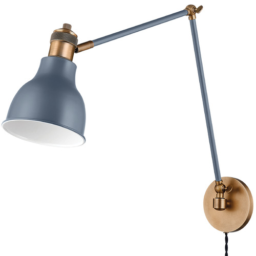 Troy Lighting Makin Patina Brass & Slate Blue LED Swing Arm Lamp
