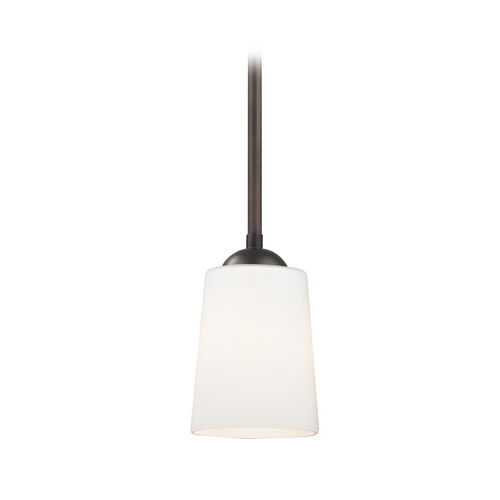 Bronze Mini-Pendant Light with Satin White Glass