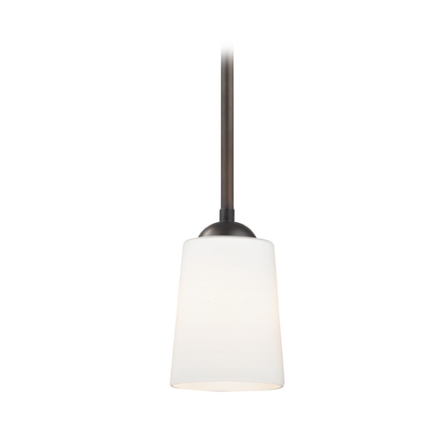 Design Classics Lighting Bronze Mini-Pendant Light with Satin White Glass 581-220 GL1027