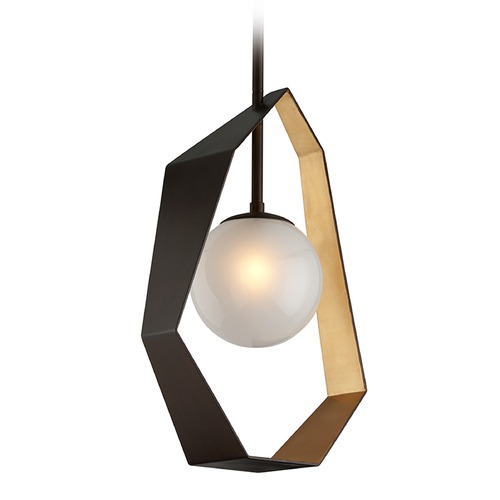 Origami 9.25-Inch LED Pendant in Bronze & Gold Leaf by Troy Lighting