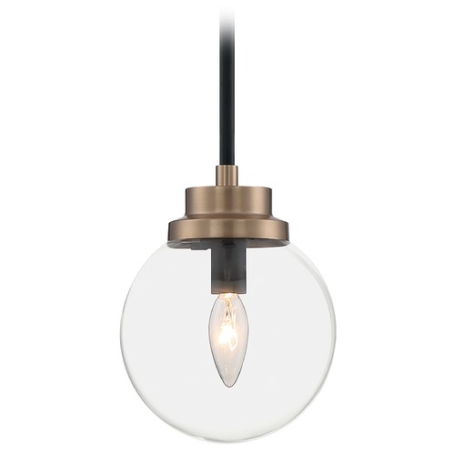 Satco Lighting Axis Matte Black & Brass Accents Pendant with Globe Shade by Satco Lighting 60/7121