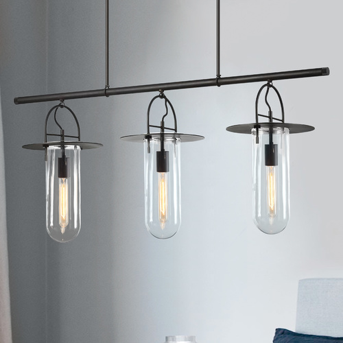 Kelly Wearstler Nuance 45-Inch Long Aged Iron Linear Chandelier by Visual Comfort Studio