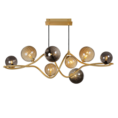 Planetary 8-Light LED Linear Pendant in Gold by ET2 Lighting