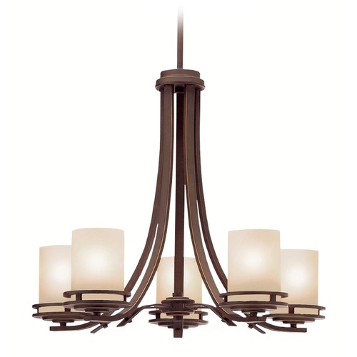 Hendrik 5-Light Bronze Chandelier with Etched Glass by Kichler Lighting
