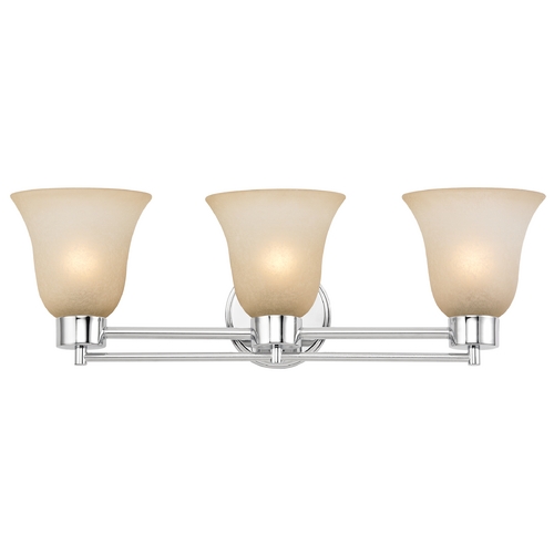 Modern Bathroom Light with Brown Art Glass in Chrome Finish